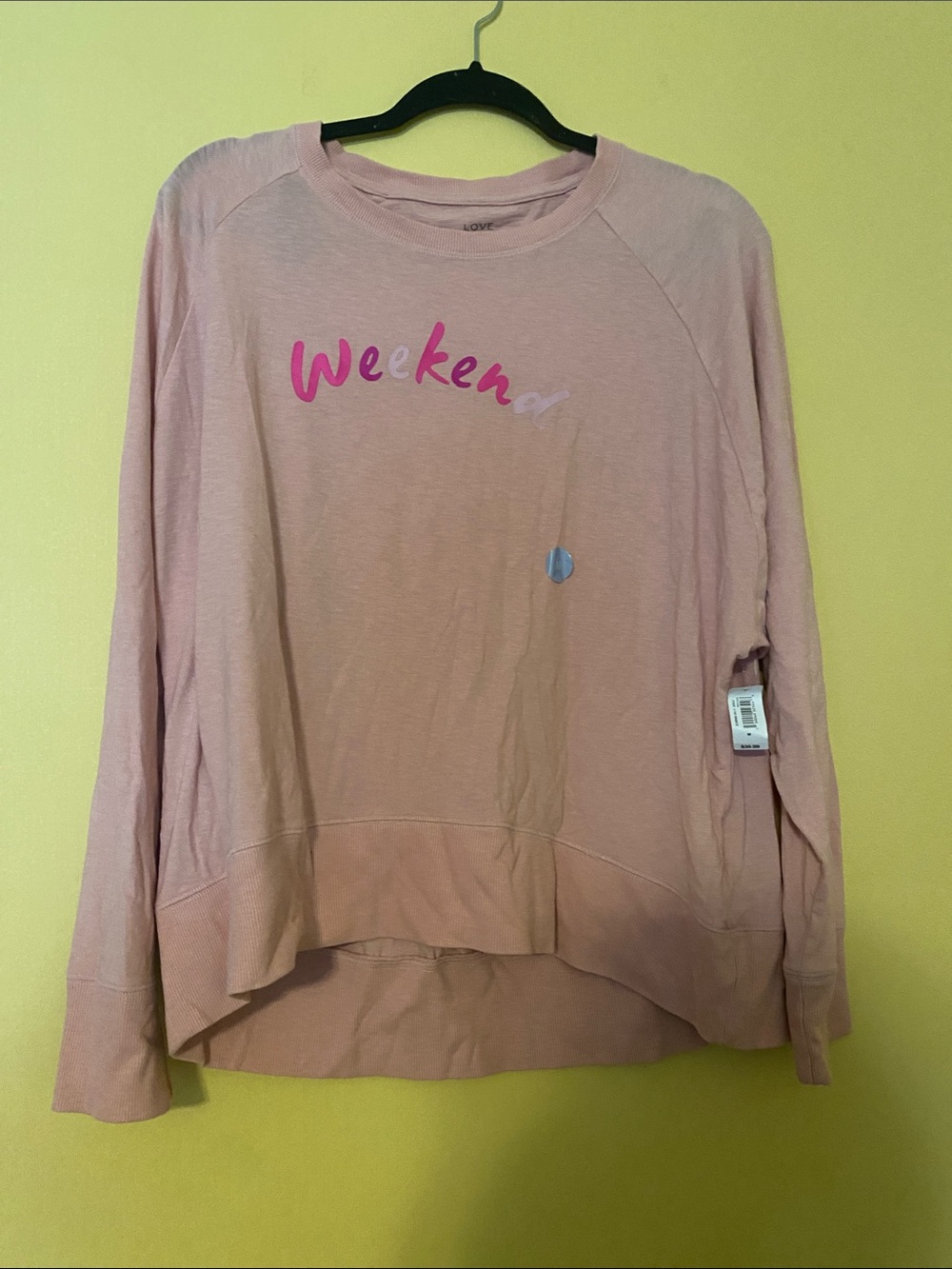 GAP Pink 'Weekend' Long-Sleeve Crewneck Sweatshirt
